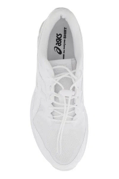 Shop Comme Des Garçons Shirt Men's White Low-top Fabric Sneakers With Leather Inserts