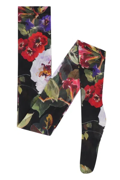 Shop Dolce & Gabbana Black Roseto Print Mesh Tights For Women | Ss24