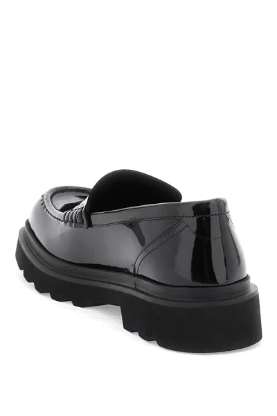 Shop Dolce & Gabbana Men's Black Patent Leather Mocassins For Ss24