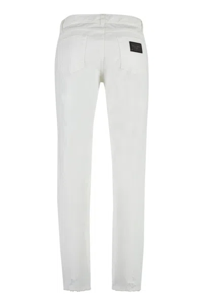 Shop Dolce & Gabbana Men's Distressed White Jeans From The Re-edition Collection