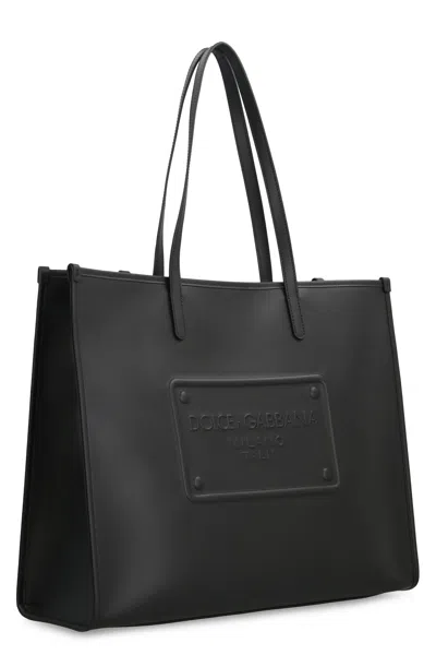Shop Dolce & Gabbana Smooth Calfskin Tote Handbag For Men In Black