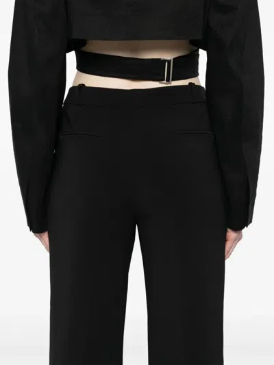 Shop Elisabetta Franchi Crepe Straight-leg Trousers In Black
