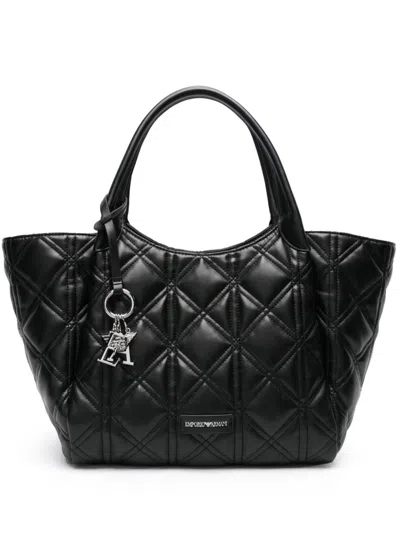 Shop Emporio Armani Quilted Medium Tote Handbag Handbag In Black