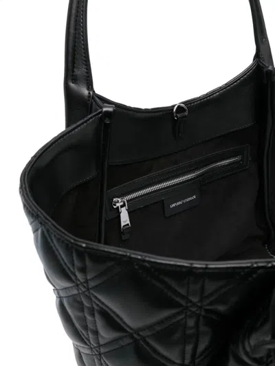 Shop Emporio Armani Quilted Medium Tote Handbag Handbag In Black