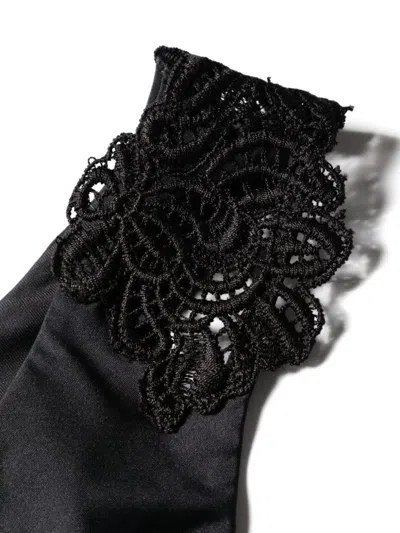 Shop Ermanno Scervino Chic Black Floral Crochet Triangle Bikini Set For Women In White