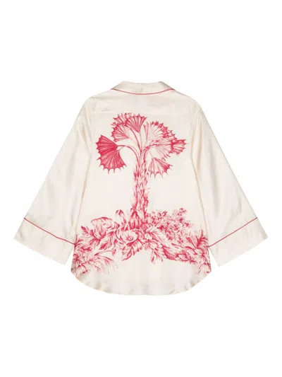 Shop F.r.s For Restless Sleepers Silk Printed Shirt In Pink