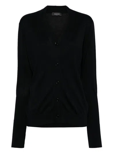 Shop Fabiana Filippi Silk-cotton Blend V-neck Sweater In Black