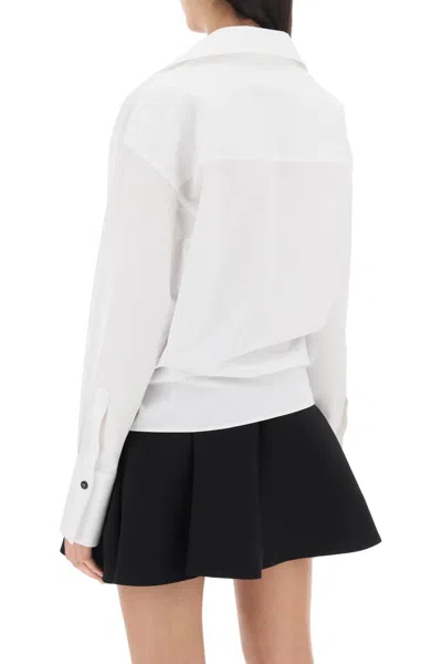 Shop Ferragamo Elegant White Shirt With Draped Hem For Women