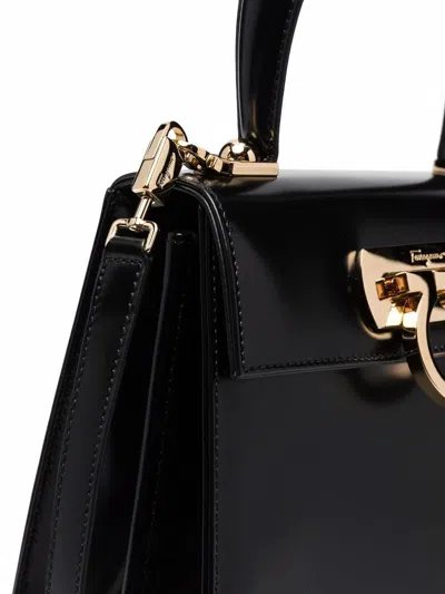 Shop Ferragamo Iconic Top Handle Handbag In Black