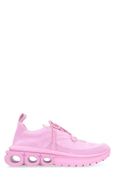 Shop Ferragamo Pink Nubuck Low-top Sneakers For Women