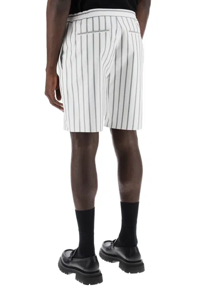 Shop Ferragamo Striped Cotton Blend Bermuda Shorts For Men In White