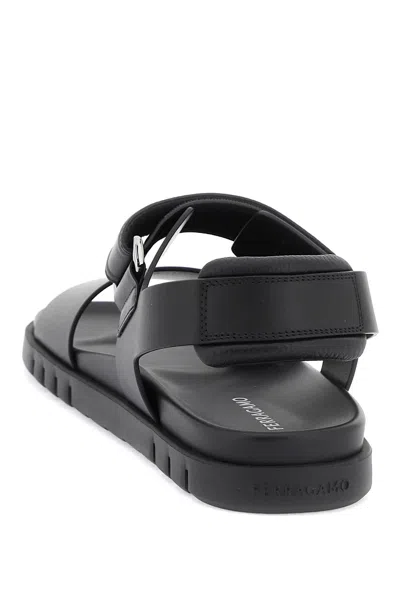Shop Ferragamo Stylish Sport-inspired Sandals For Men In Black