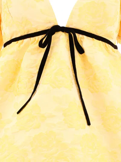 Shop Ganni "botanical Jacquard" Dress In Yellow