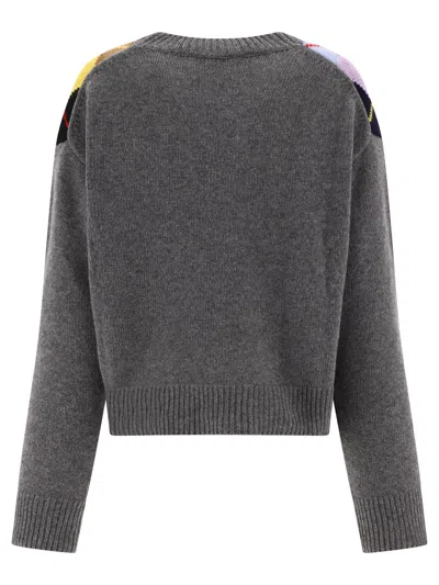 Shop Ganni Harlequin Print Sweater In Gray
