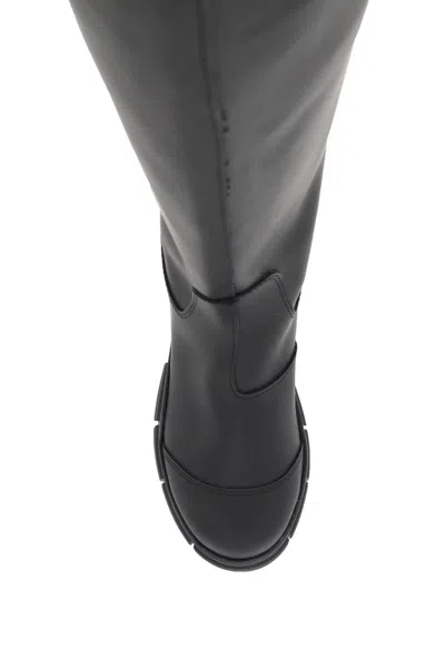 Shop Ganni Layered Recycled Rubber Country Boots For Women In Black