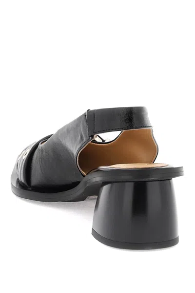 Shop Ganni Unique Pointed Wide Heel Slingback Decollet&eacutes For Women In Black