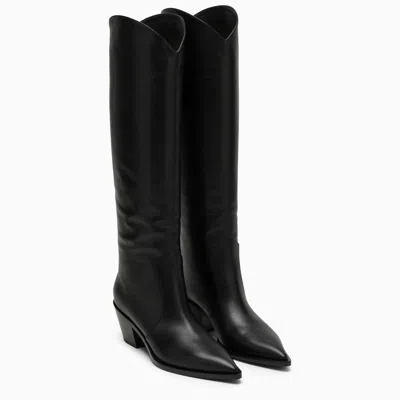 Shop Gianvito Rossi Black Leather High Boots For Women