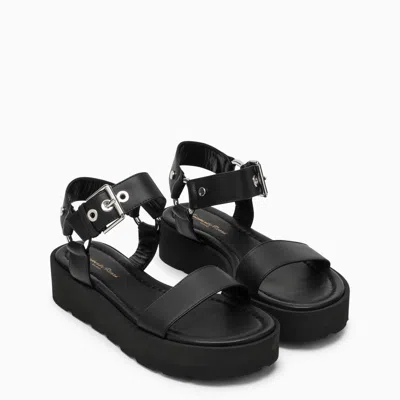 Shop Gianvito Rossi Black Leather Platform Sandal For Women