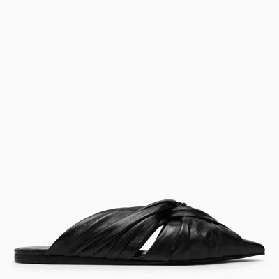 Shop Givenchy Pointed Black Leather Flats With Woven Upper