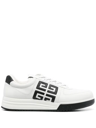 Shop Givenchy White Leather Sneakers With Contrasting Logo For Men