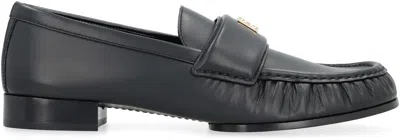 Shop Givenchy Black 4g Leather Loafers