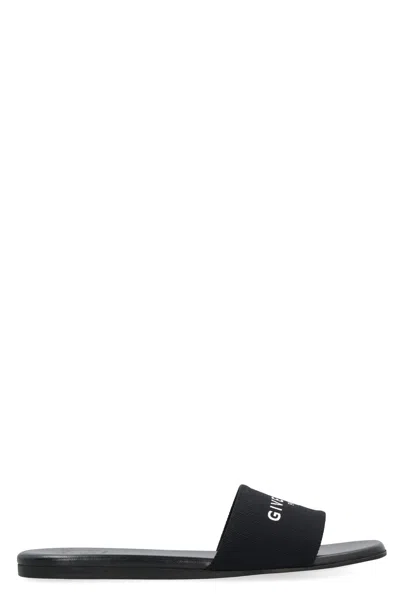 Shop Givenchy Black Leather Slide Sandals | Embroidered Logo | Women's Sandals