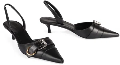 Shop Givenchy Black Leather Slingback Pumps With Decorative Buckle Detail For Women
