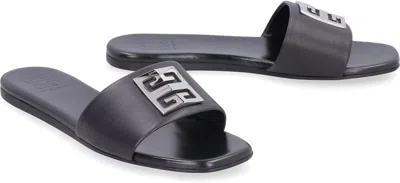 Shop Givenchy Black Round Toe Leather Slide Sandals For Women