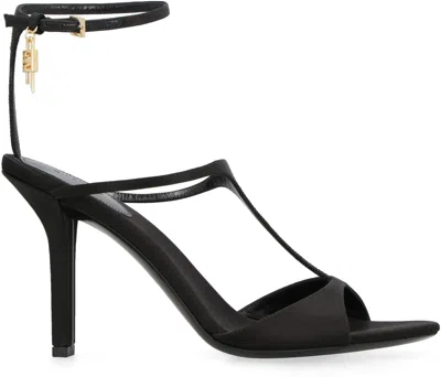 Shop Givenchy Black Satin Pointy Toe Sandals With Adjustable Ankle Strap
