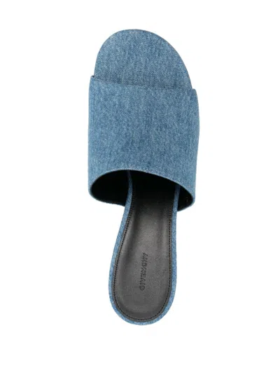Shop Givenchy Silver Monogram Denim Sandals For Women In Mediumblue
