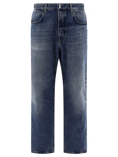 Shop Givenchy Wide Leg Jeans In Navy