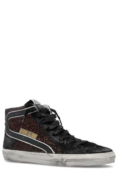 Shop Golden Goose Glittering High-top Sneakers: Add A Touch Of Sparkle To Your Wardrobe! In Brown
