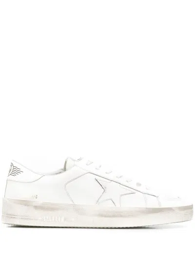 Shop Golden Goose Men's White Leather Stardan Sneakers For Everyday Style