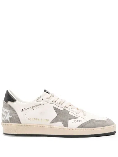Shop Golden Goose Men's Vintage White Ball-star Sneakers With Grey Suede Inserts