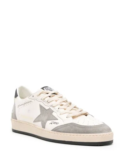 Shop Golden Goose Men's Vintage White Ball-star Sneakers With Grey Suede Inserts