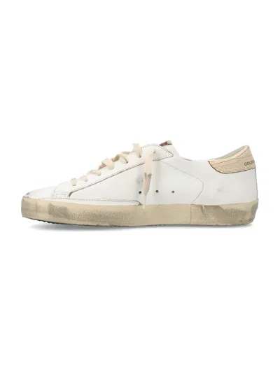 Shop Golden Goose Men's White Brown Beige Leather Super Star Classic Sneakers In White_brown_beige