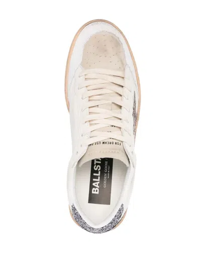 Shop Golden Goose White Glittered Leather Ball Star Sneakers For Women