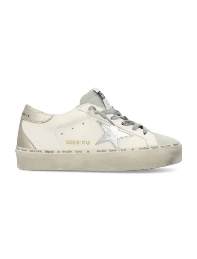 Shop Golden Goose Women's White And Platinum Leather And Suede Hi Star Sneakers In White_platinum