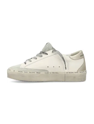 Shop Golden Goose Women's White And Platinum Leather And Suede Hi Star Sneakers In White_platinum