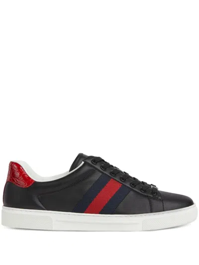 Shop Gucci Sophisticated Black Leather Sneakers For Men