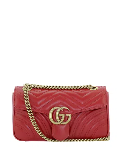 Shop Gucci "gg Marmont 2" Shoulder Handbag In Red