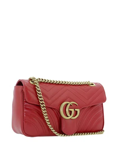 Shop Gucci "gg Marmont 2" Shoulder Handbag In Red