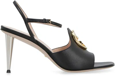 Shop Gucci Black Leather Stiletto Sandals For Women