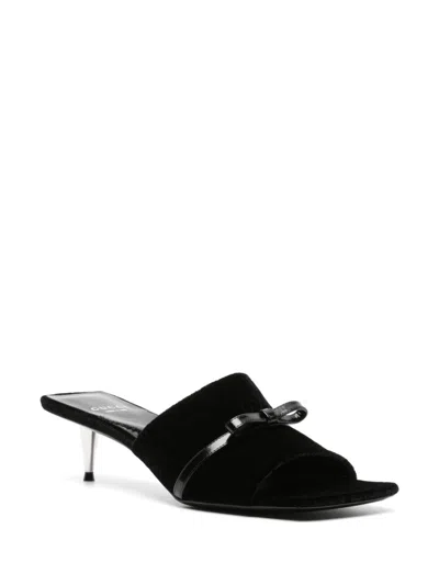 Shop Gucci Black Velvet Flat Sandals For Women Fw23