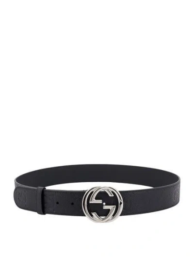 Shop Gucci Large Belt With Interlocking G In Black