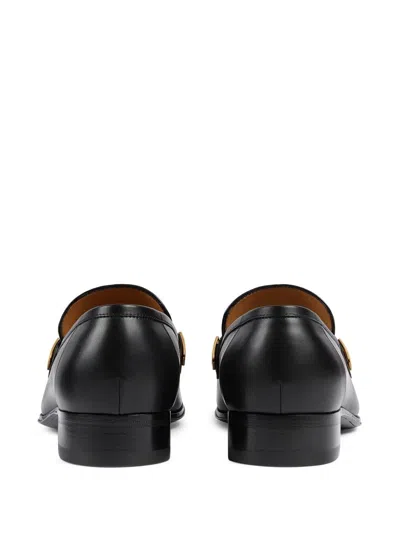 Shop Gucci Men's Black Leather Moccasin Shoes For Ss23
