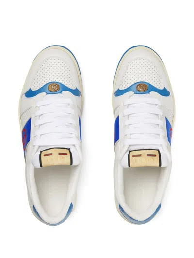 Shop Gucci Men's White Leather Signature Double G Logo Sneakers For Ss24