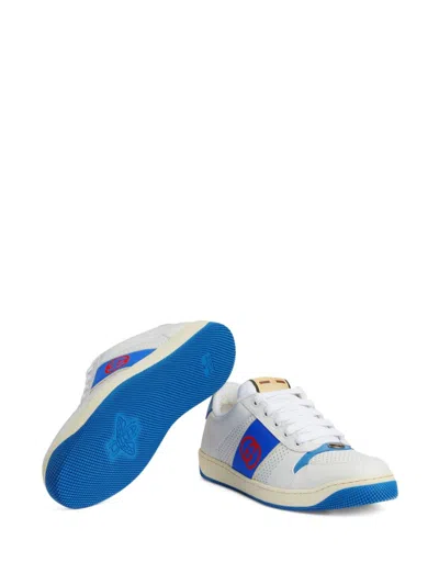 Shop Gucci Men's White Leather Signature Double G Logo Sneakers For Ss24