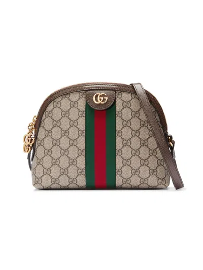 Shop Gucci Ophidia Gg Supreme Fabric Shoulder-handbag In Tan