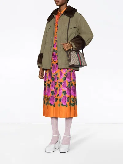 Shop Gucci Ophidia Gg Supreme Fabric Shoulder-handbag In Tan